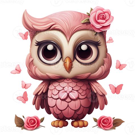 süß Rosa Eule Clip Art Illustration ai generativ generativ 27237787 PNG