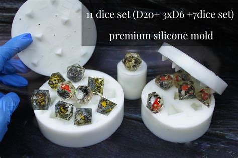 Silicone DND Dice Mold For Resin 7 RPG Dice Set Silicone Mold For