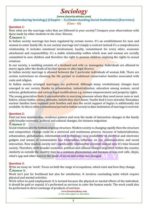 Ncert Solutions For Class Sociology Chapter Understanding Social