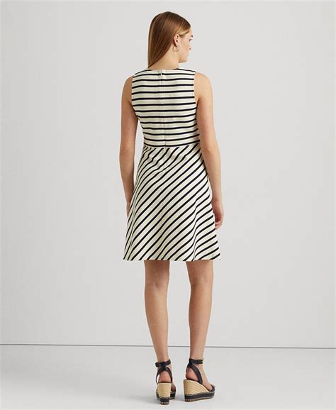 Lauren Ralph Lauren Womens Striped Belted Ponte Dress Macys