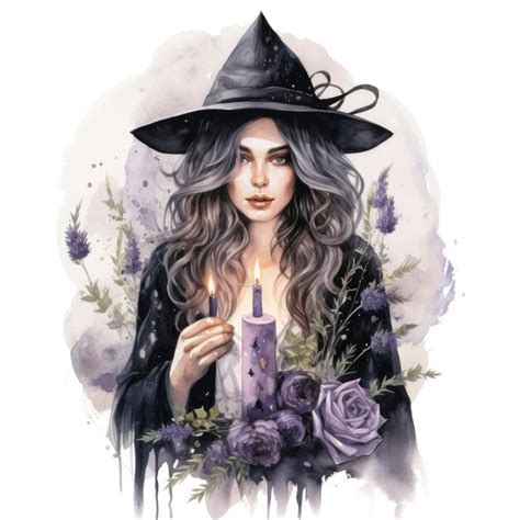 Premium Photo Watercolor Illustration Of A Beautiful Witchy Woman