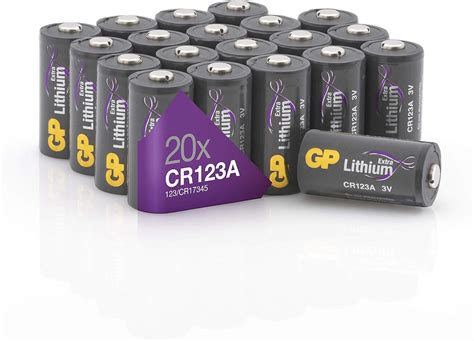 Cr123a 3v Lithium Battery Gp Extra 20 Pack Cr 17345 Batteries For Digital Cameras Alarm Systems