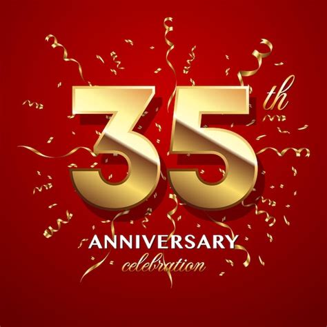 Premium Vector 35th Anniversary Celebration Logo Design With Golden Number And Ribbon Logo