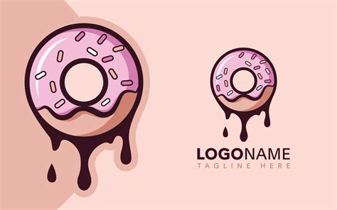 Testy Donuts Cartoon Vector Logo Design Illustration With Cream