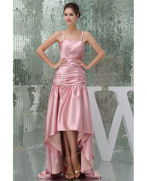 Sheath Strapless Asymmetrical Satin Evening Dress With Ruffle Op