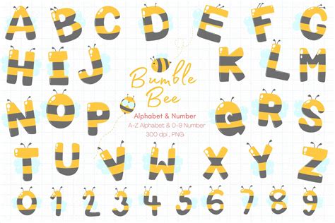 Bumble Bee Alphabet And Number Graphic By Ijstudio · Creative Fabrica