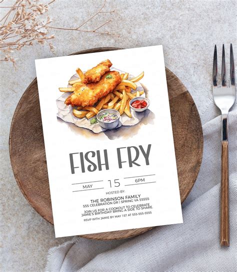 Fish Fry Invitation Fish And Chips Invite Seafood Birthday Party
