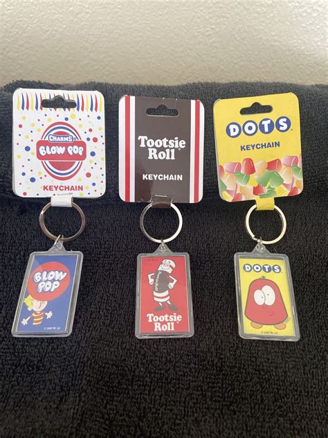 Lot Of 3 Keychains Blow Pop Tootsie Roll And Dots Unique Collectible