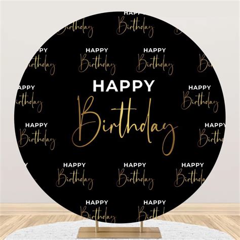 Amazon Dorcev Black Gold Happy Birthday Round Backdrop Cover X