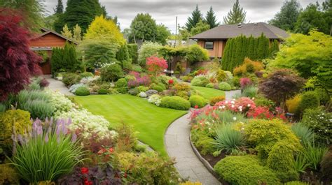 Beautiful Lawn And Landscaping In A Home Background Picture Of