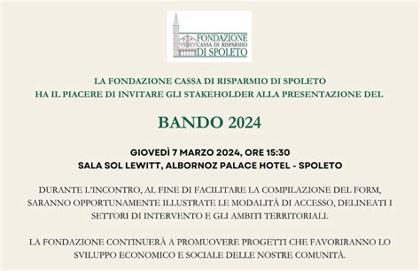 SAVE THE DATE Presentazione Bando 2024 Fondazione CaRiSpo