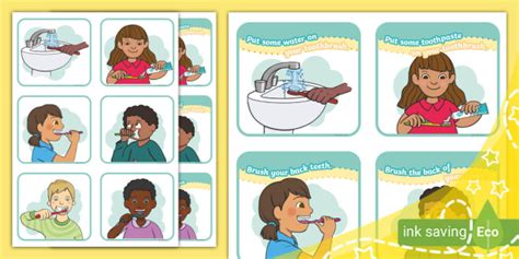 How To Brush Your Teeth Sequencing Cards Teacher Made