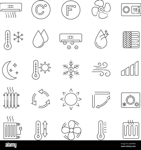 Air Conditioning Linear Icons Set Thin Line Contour Symbols Air