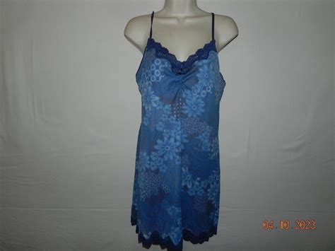 Victoria Secret Lingerie Chemise Slip Babydoll Blue F Gem