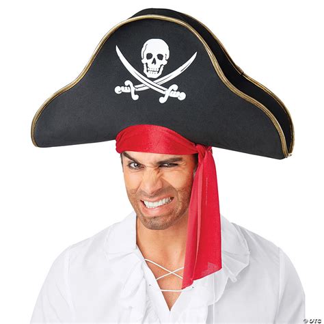 Adults Black Pirate Hat with Jolly Roger | Oriental Trading