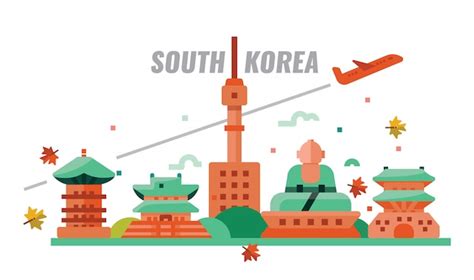 Premium Vector South Korean Autumn Travel Vector Illustration