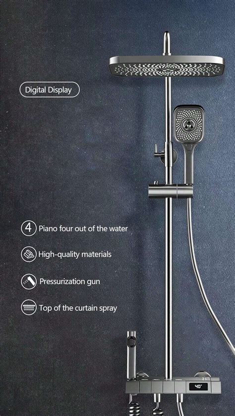 Ensemble De Robinet De Douche Thermostatique Avec Cl De Piano Grise