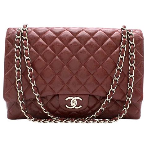 Chanel Burgundy Maxi Classic Flap Bag 33cm At 1stdibs Chanel Burgundy