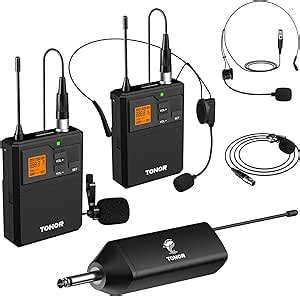 Tonor Uhf Mikrofon Kabellos Set Mit Dual Headset Kopfb Gel Funkmikrofon