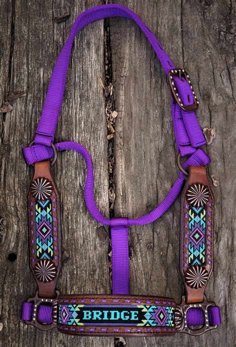 Custompersonalized Leather Beaded Horse Halter Deluxe Etsy