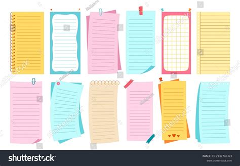 Planner Paper Sticky Note Flat Set Stock Vector (Royalty Free ...