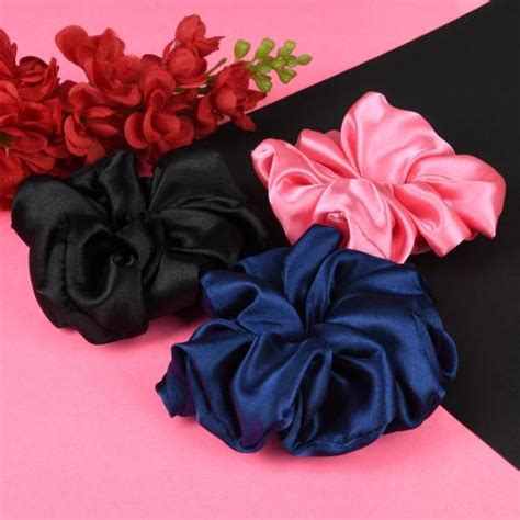 Buy NNR Satin Silk Large Hair Scrunchies For Girls And Womens Satin