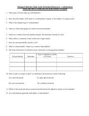 Macromolecule Sheets Doc Biological Molecules Study Guide Worksheet