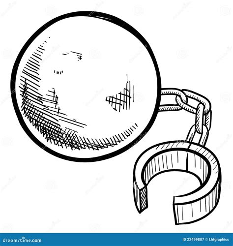 Ball and chain drawing stock vector. Illustration of restraint - 22499887