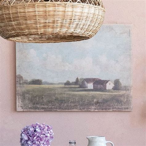 Farmhouse Landscape Canvas Wall Art Antique Farmhouse