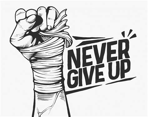 Premium Vector | Never give up motivation concept black and white ...