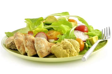 Hummus with pita bread stock photo. Image of delicious - 14667632