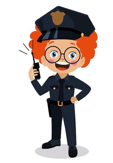 Premium Vector Happy Kids Wear Police Uniform Set