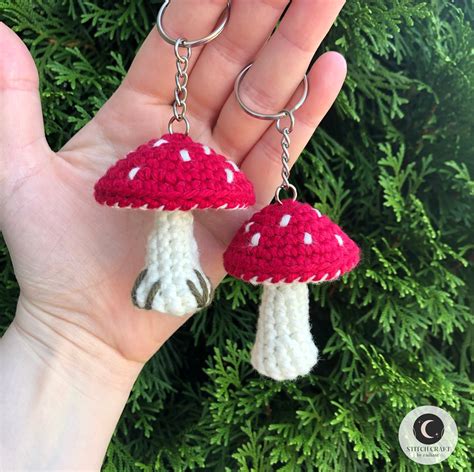 Crochet Mushroom Keychain Mushroom Keychain Miniature Etsy