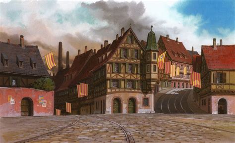 Howls Moving Castle Town Centre Ghibli Backgrounds Pinterest