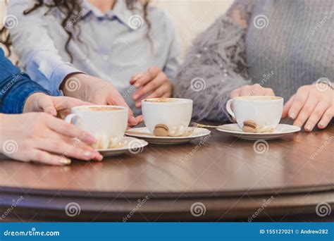 Female Friends Having A Coffee Together Three Women At Cafe Drinking