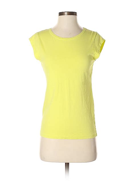 J Crew 100 Polyester Solid Yellow Short Sleeve Blouse Size S 89 Off