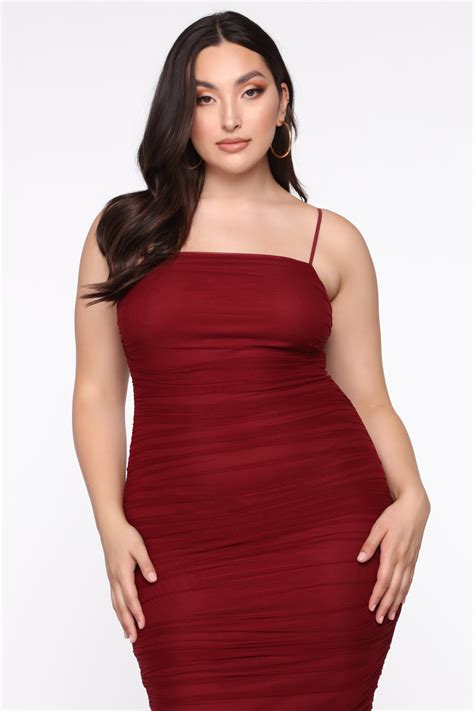 Ruched And Ready Midi Dress Burgundy Fashion Nova