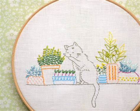 20+ modern cat embroidery patterns - Swoodson Says