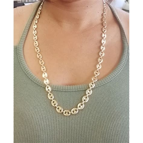 Joli collier en or jaune 18k maille grain de café