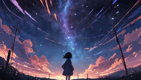 空の星を眺めるアニメの女の子 Seaart Ai