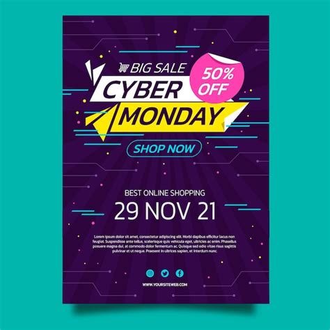 Plantilla De Cartel Vertical Plano De Cyber Monday Vector Gratis