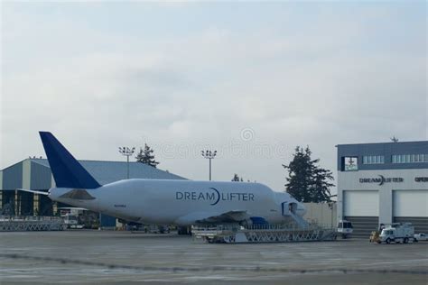 EVERETT, WASHINGTON, USA - JAN 26th, 2017: Boeing 747 Dreamlifter ...