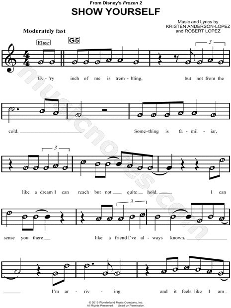 Show Yourself From Frozen 2 Sheet Music For Beginners In G Major Download And Print Sku