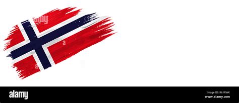 Brushes Painted Flag Hand Drawn Style Flag Of Norway Isolated On White