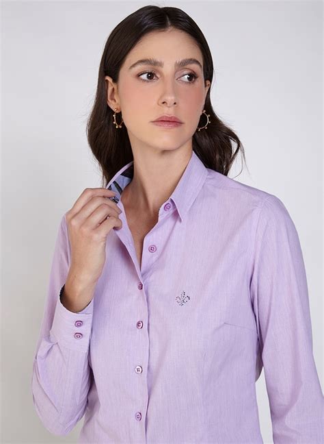 Camisa Dudalina Ml Lisa Melange Det Est Feminina 53 01 0759 Dudalina