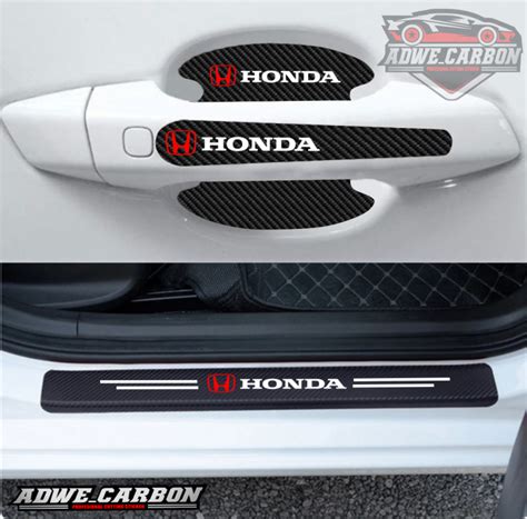 Stiker Anti Gores Gagang Handle Pijakan Bagasi Mobil Honda Carbon 3d