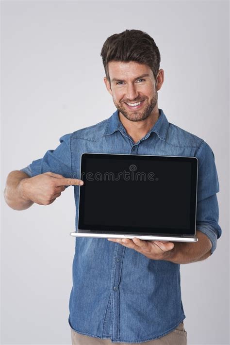 Handsome Man With Laptop Stock Image Image Of Camera 48710661