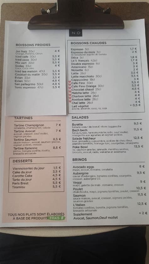 Menu At Cafe Fino Nice