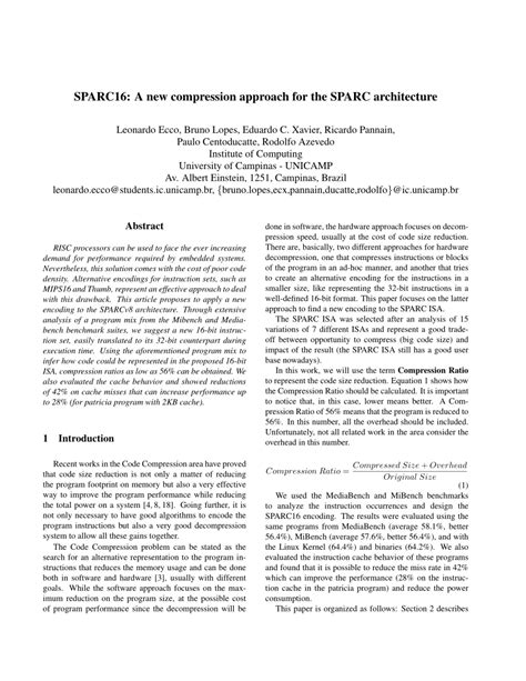 (PDF) SPARC16: A new compression approach for the SPARC architecture