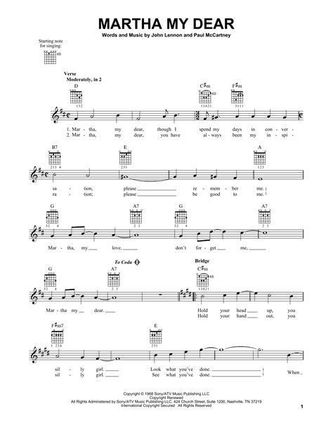 Martha My Dear By The Beatles Sheet Music For Easy Guitar At Sheet Music Direct